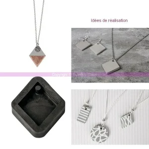 Rayher Kit Moulage Moule à Bijoux Losange Pour Béton, Pendentif En Caoutchouc Flexible, 3,9 Cm, Remplissage 7 Mm 8