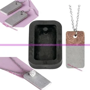 Rayher Kit Moulage Moule à Bijoux Rectangle Pour Béton, Pendentif En Caoutchouc Flexible, 3,9 Cm, Remplissage 7 Mm 8