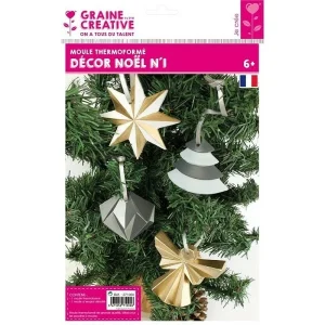 Graine Créative Kit Moulage Moule Thermoformé 4 Motifs Noël, étoile, Diamant, Ange Et Sapin De Noël Moderne, Hauteur Des Modèles 8