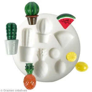 Graine Créative Moule Fimo Mini Moule En Silicone – Exotique – 7 Cm De Diamètre – 6 Formes 6