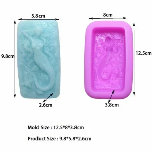 Czech Beads Exclusive 1pc Sirène Avec Poissons 3D Silicone Savon Moule Argile Gypse Moule Uv Résine Cire Bougie Chocolat G 6