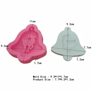 Czech Beads Exclusive 1pc Noël Cloche W Cerf 3D Silicone Savon Moule Argile Gypse Moule Uv Résine Cire Bougie Chocolat Gât 6