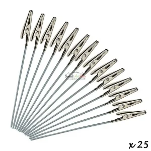 Lealoo® Kit Moulage Lot De 25 Pinces Crocodiles, Avec Tige En Acier Inoxydable, Longueur Totale 8,5 Cm 8