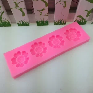 Czech Beads Exclusive Moule 4 Fleurs De Tournesol, 3D En Silicone De Chocolat Savon Gâteau, Fondant Gâteau, L’Argile De Résine, 9