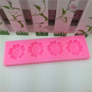 Czech Beads Exclusive Moule 4 Fleurs De Tournesol, 3D En Silicone De Chocolat Savon Gâteau, Fondant Gâteau, L’Argile De Résine, 11