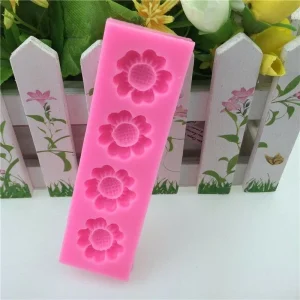 Czech Beads Exclusive Moule 4 Fleurs De Tournesol, 3D En Silicone De Chocolat Savon Gâteau, Fondant Gâteau, L’Argile De Résine, 13