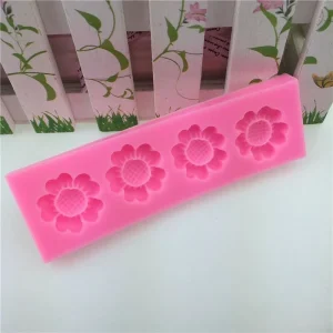 Czech Beads Exclusive Moule 4 Fleurs De Tournesol, 3D En Silicone De Chocolat Savon Gâteau, Fondant Gâteau, L’Argile De Résine, 15