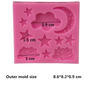 Czech Beads Exclusive Moule De Doux Rêves De La Nuit En Demi Lune, Les Étoiles De L’Air, De La 3D En Silicone De Chocolat Savon 13