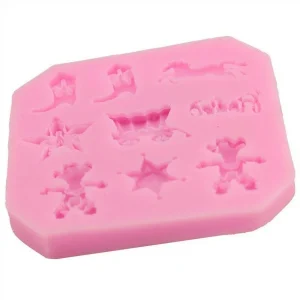 Czech Beads Exclusive Moule Star Bottes De Cheval De Cow-boy De L’Ouest Sauvage Les Enfants, 3D En Silicone De Chocolat Savon Gâ 13