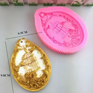 Czech Beads Exclusive Moule Baroque De Luxe Cage D’Oiseau Pendentif Décoration, 3D En Silicone De Chocolat Savon Gâteau, Fondant 15