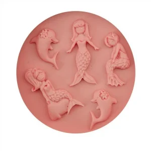 Czech Beads Exclusive Moule Sirène Filles Dauphins, 3D En Silicone De Chocolat Savon Gâteau, Fondant Gâteau, L’Argile De Résine, 11