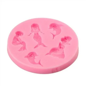 Czech Beads Exclusive Moule Sirène Filles Dauphins, 3D En Silicone De Chocolat Savon Gâteau, Fondant Gâteau, L’Argile De Résine, 15
