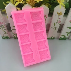 Czech Beads Exclusive Moule Guirlande Drapeau Numéros D’Anniversaire Personnalisé, 3D En Silicone De Chocolat Savon Gâteau, Fond 9