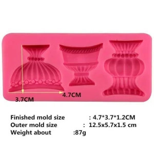 Czech Beads Exclusive Moule 3 Vase à Fleur En Camée Cabochon Décor, 3D En Silicone De Chocolat Savon Gâteau, Fondant Gâteau, L’A 9