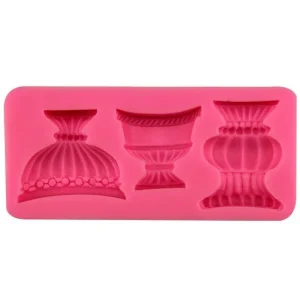 Czech Beads Exclusive Moule 3 Vase à Fleur En Camée Cabochon Décor, 3D En Silicone De Chocolat Savon Gâteau, Fondant Gâteau, L’A 11