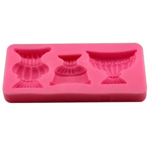 Czech Beads Exclusive Moule 3 Vase à Fleur En Camée Cabochon Décor, 3D En Silicone De Chocolat Savon Gâteau, Fondant Gâteau, L’A 13